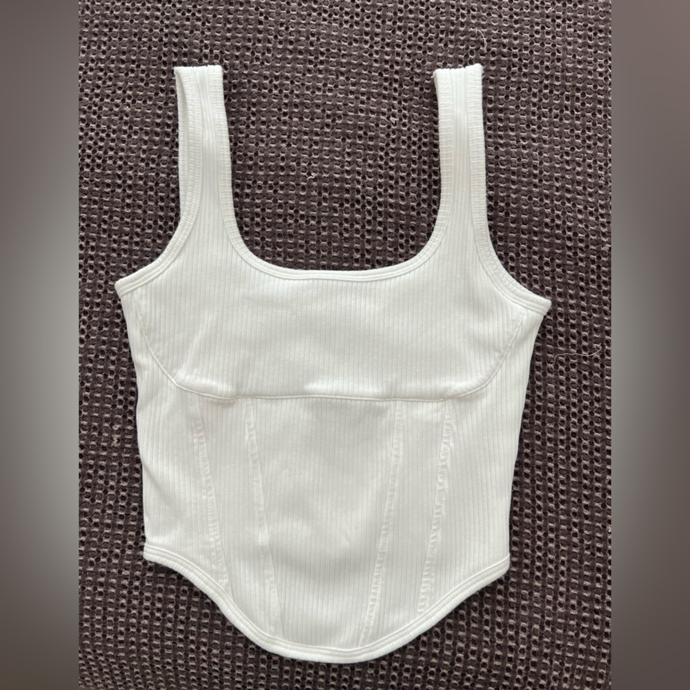 PINK Victoria's Secret White corset workout top